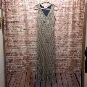 Harlow Dress Lace Overlay Maxi Black and Beige Size 10